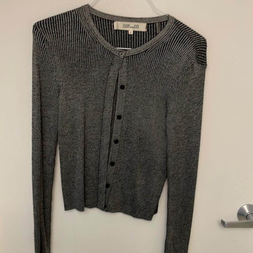 Black and silver Diane Von Furstenberg cardigan, size medium